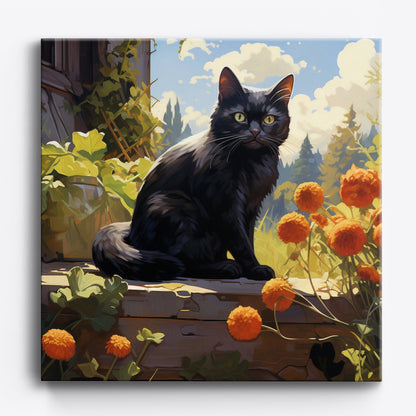 Black Cat Blooms - Paint Me Up - pbn_kit