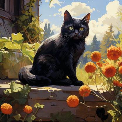 Black Cat Blooms - Paint Me Up - pbn_kit