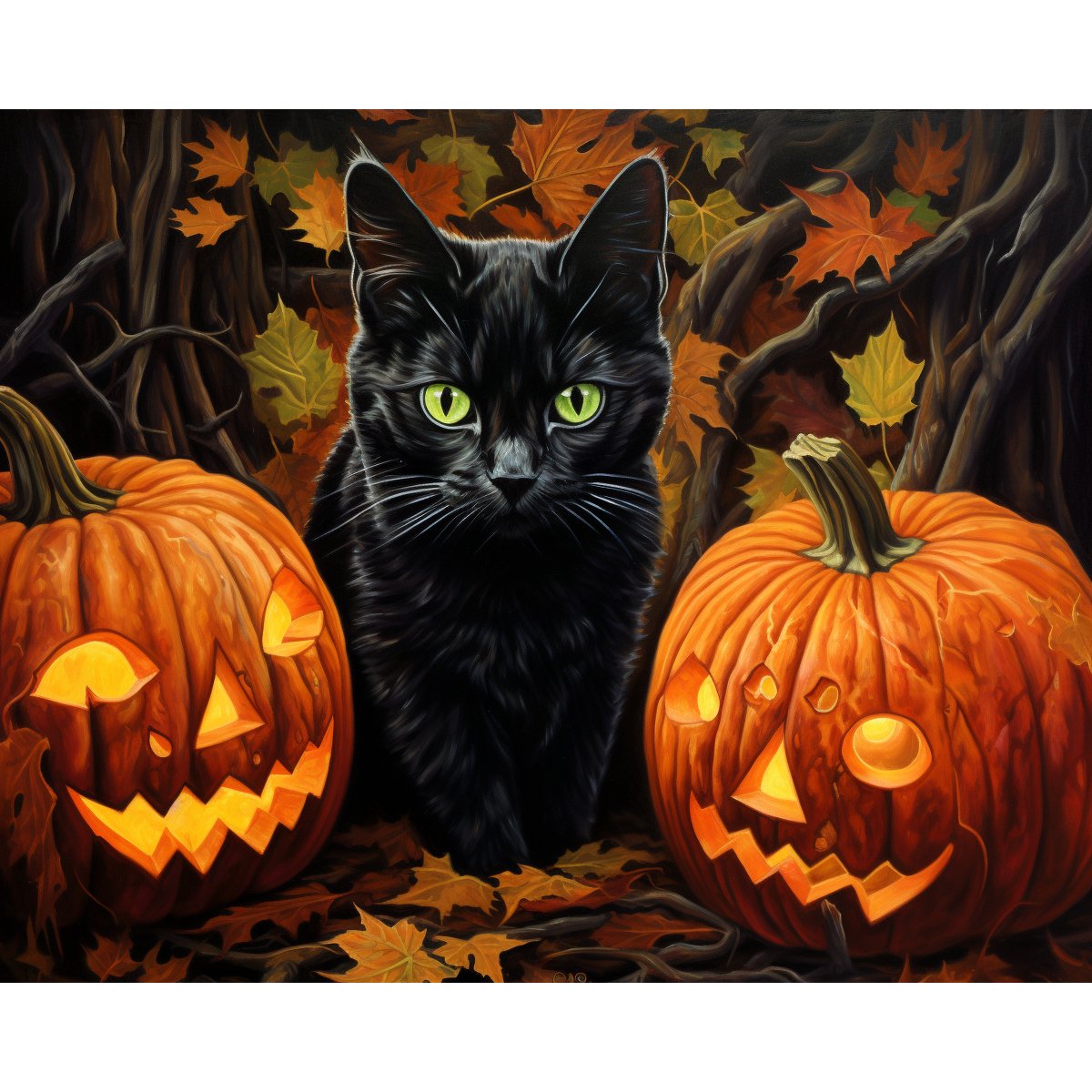 Black Cat's Pumpkin Adventure - Paint Me Up - pbn_kit