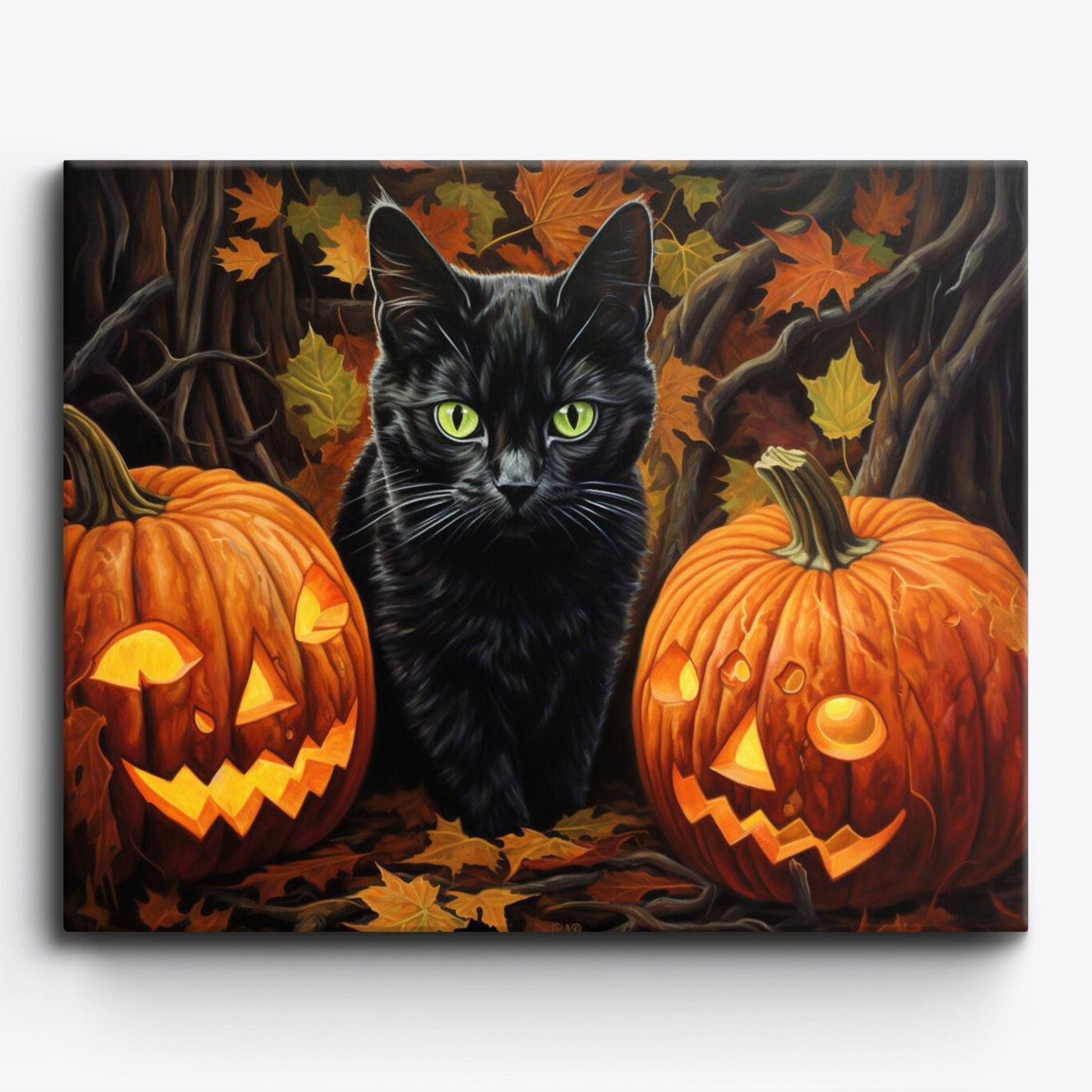 Black Cat's Pumpkin Adventure - Paint Me Up - pbn_kit