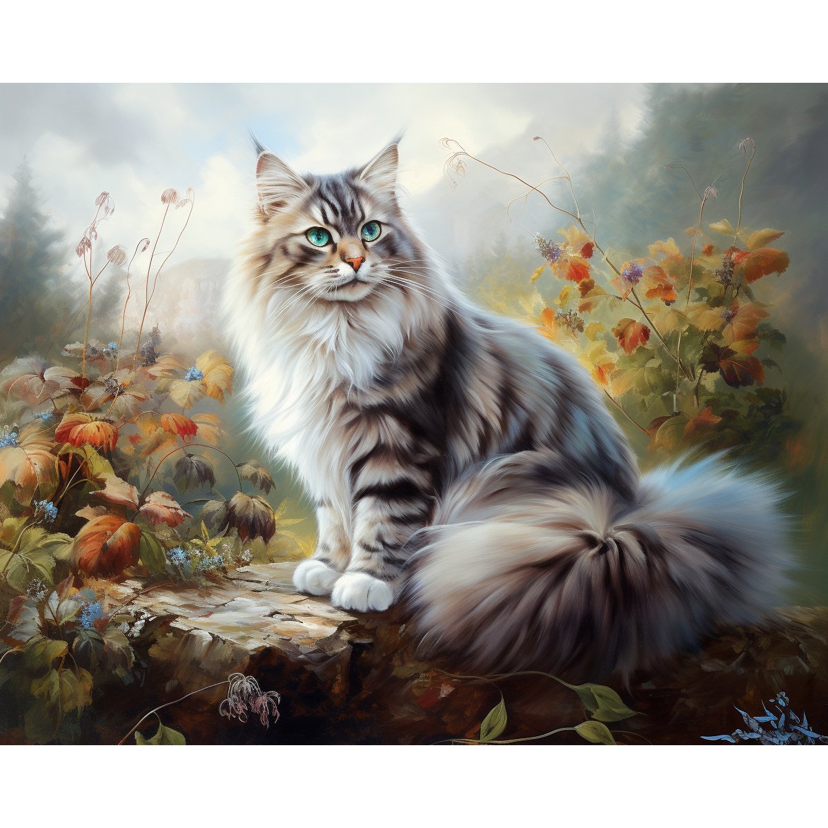 British Semi Longhair Cat - Paint Me Up - pbn_kit