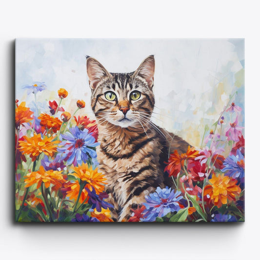 Floral Chartreux Cat - Paint Me Up - pbn_kit